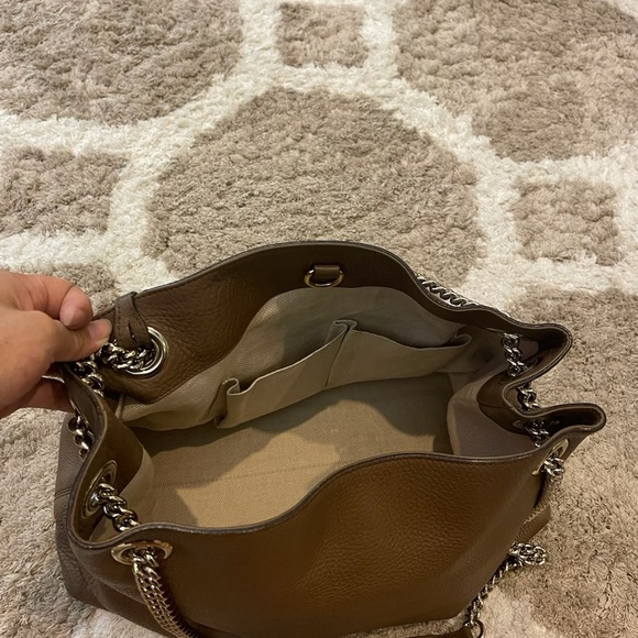 Gucci Soho Medium Brown Double Leather Chain Shoulder Bag Tote - Picture 5 of 8